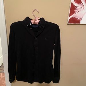 Black polo button up top🐎
